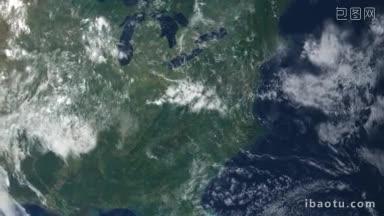 从地球大气层上看北美注意这个动画是从一个d球体上拍摄的